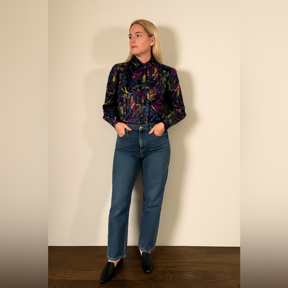MARTINIQUE | Vintage Metallic Shimmer Elegant Multicolor Women's Blouse